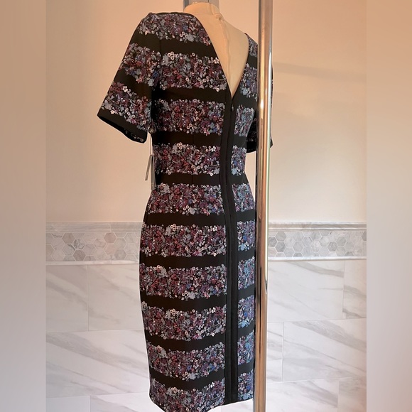 Adrianna Pappell Elbow Sleeves Floral Black Dress Size 8 - Picture 6 of 10